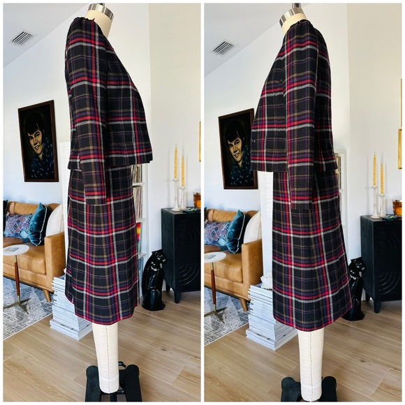 Vintage 70’s/80’s Plaid Wool Skirt Suit Set - Picture 4 of 15
